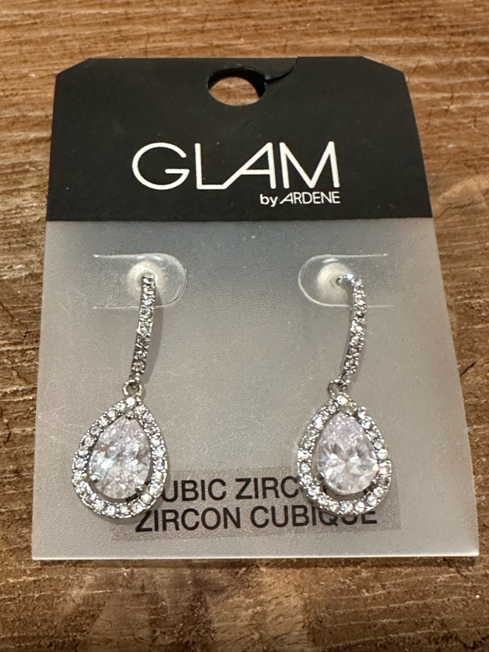 Ardene Glam Silver Teardrop Cubic Zirconia Earrings